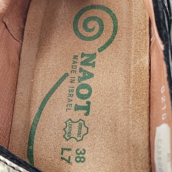 NAOT Matai Mary Jane Swirl Metallic Leather Flats Shoes Hook & Loop - Picture 8 of 9